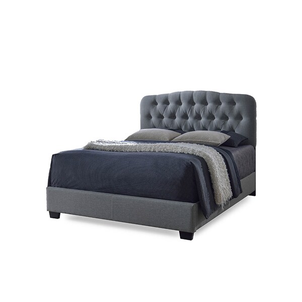 Baxton Studio Romeo Contemporary Grey Button-Tufted Upholstered Queen Size Bed 115-6272 - main